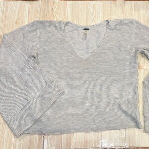 Free people Gray corduroy stretchy Long Sleeve Sweater bell sleeves